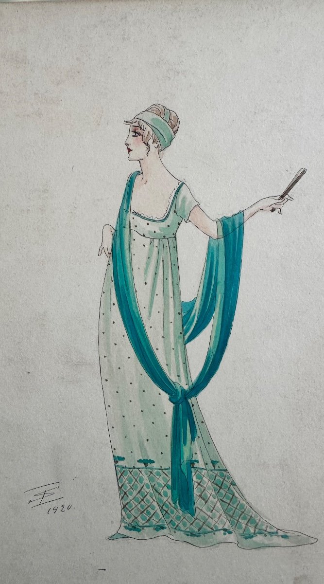Série De 3 Aquarelles De Igor Sokoloff 1920 Artiste Russe -photo-2
