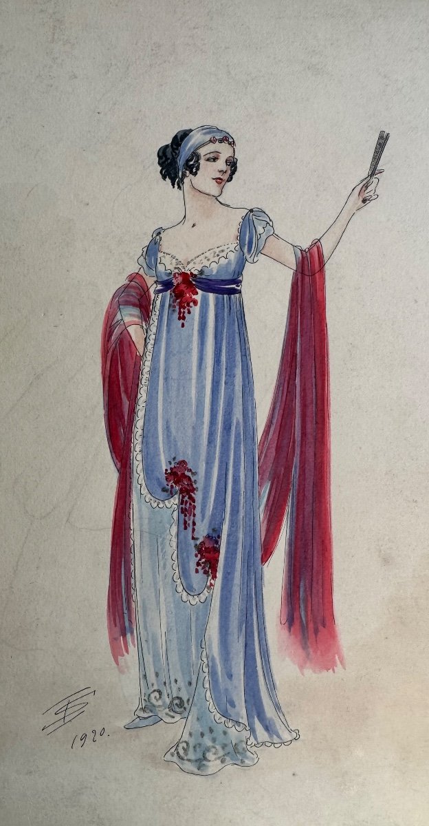 Série De 3 Aquarelles De Igor Sokoloff 1920 Artiste Russe -photo-3
