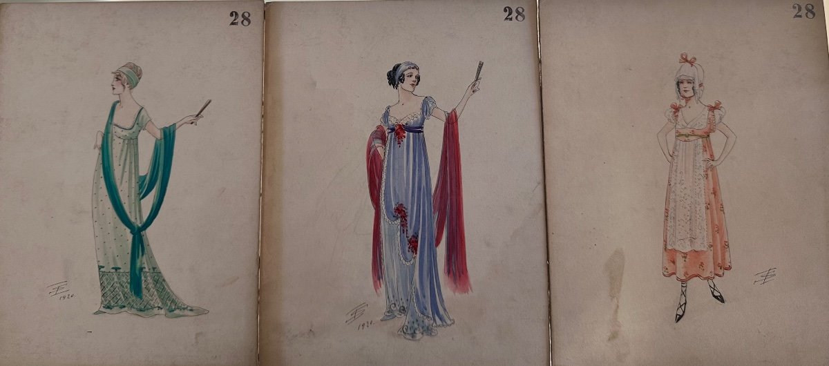 Série De 3 Aquarelles De Igor Sokoloff 1920 Artiste Russe 