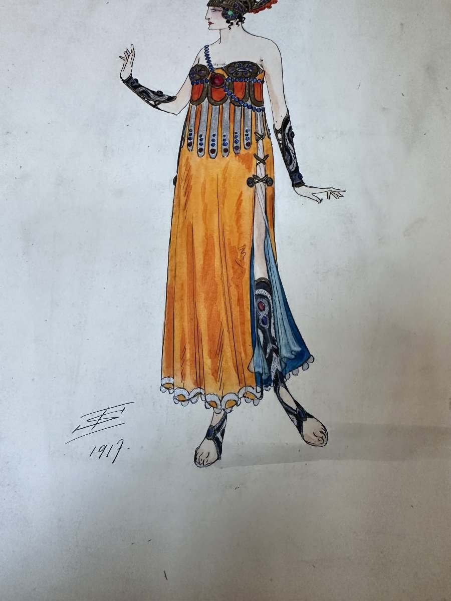 Watercolor The Beautiful Athenian By Igor Sokoloff Russian School Circa 1917-photo-3