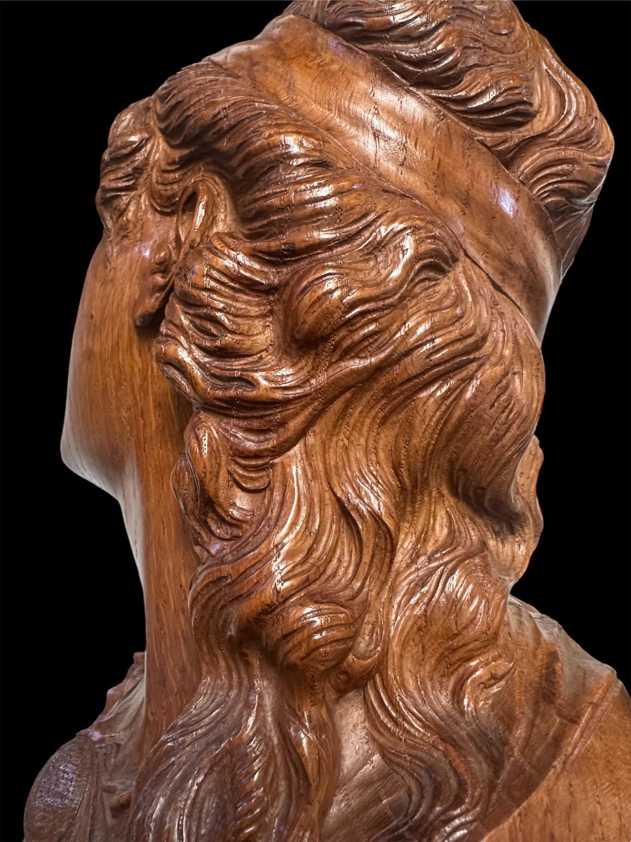 Buste en bois modèle Suzon de Rodin non signé -photo-2