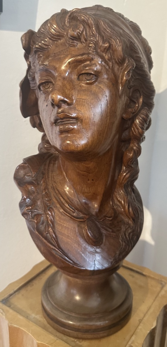 Buste en bois modèle Suzon de Rodin non signé -photo-2