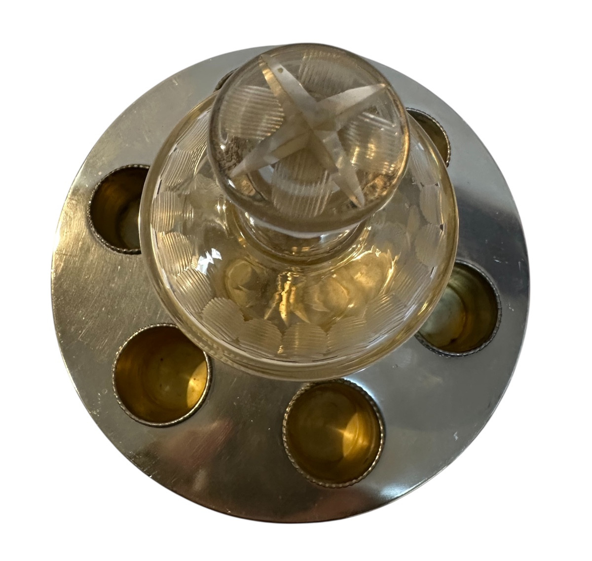 Art Deco Silver Metal Liquor Cellar Sculpture.-photo-2
