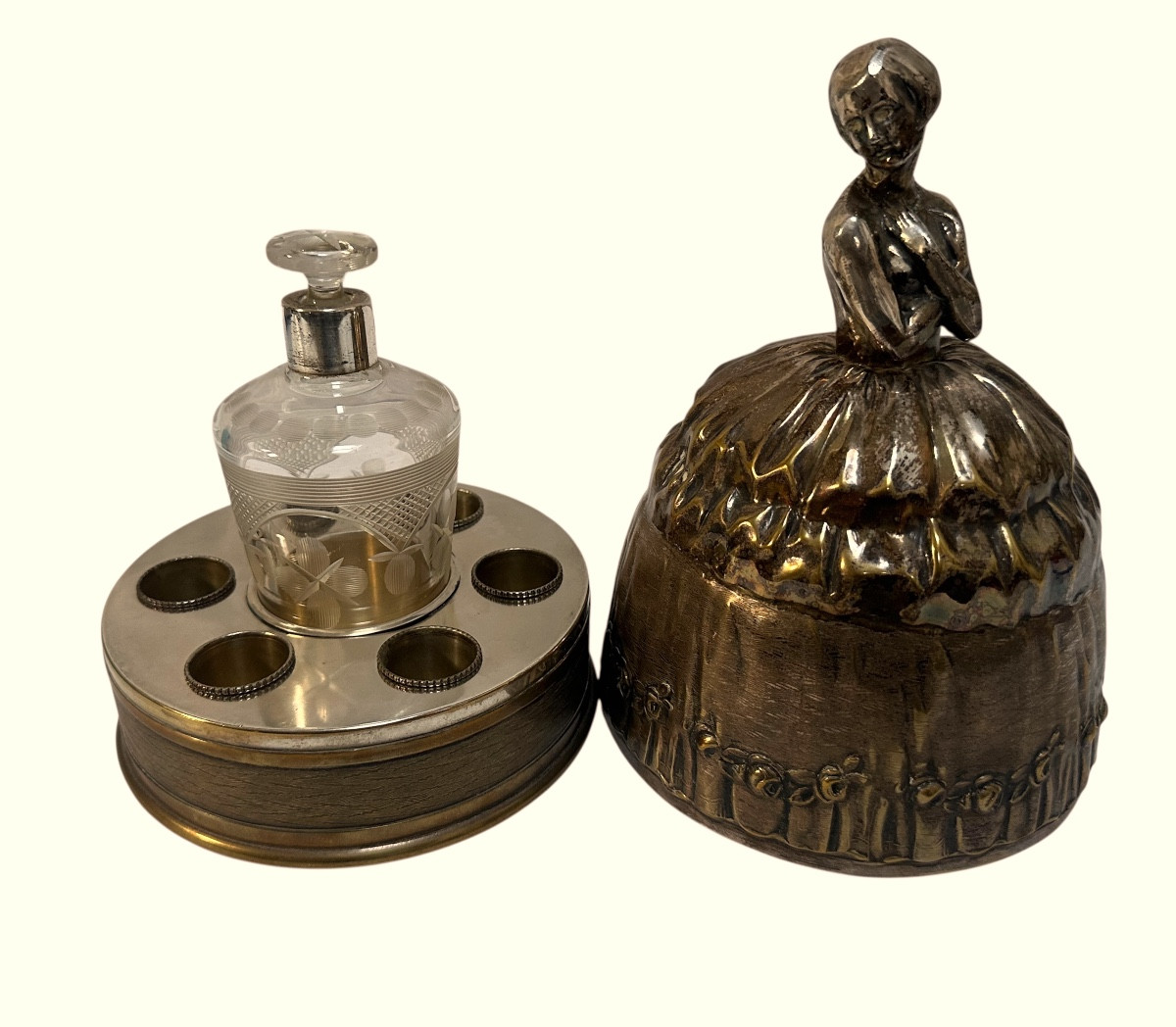 Art Deco Silver Metal Liquor Cellar Sculpture.