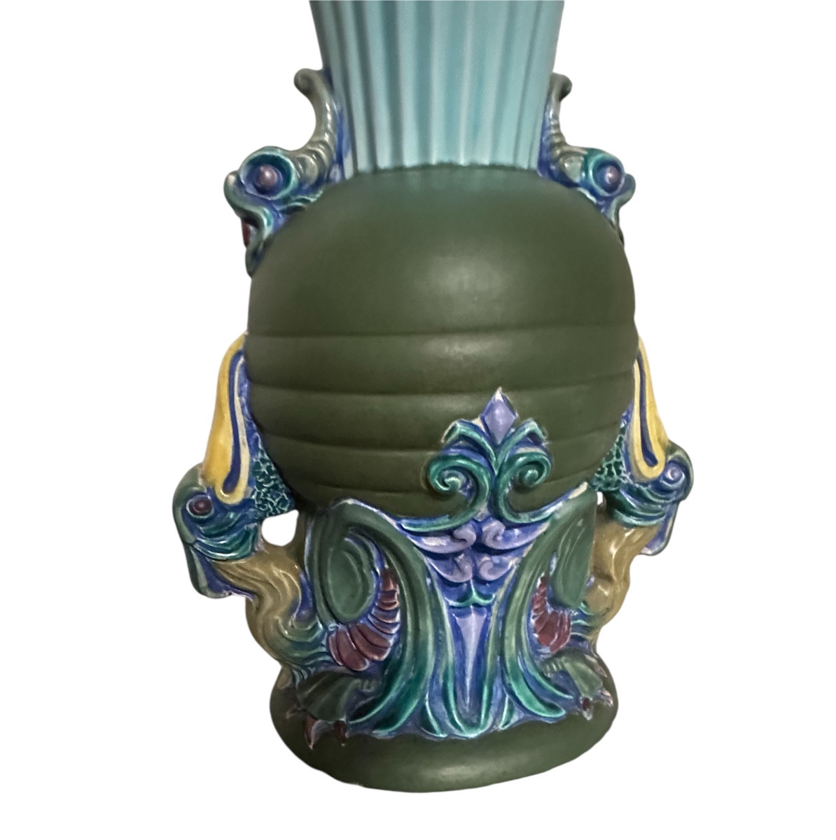 Paire de vases art déco motifs marin Pélicans et poisson -photo-4