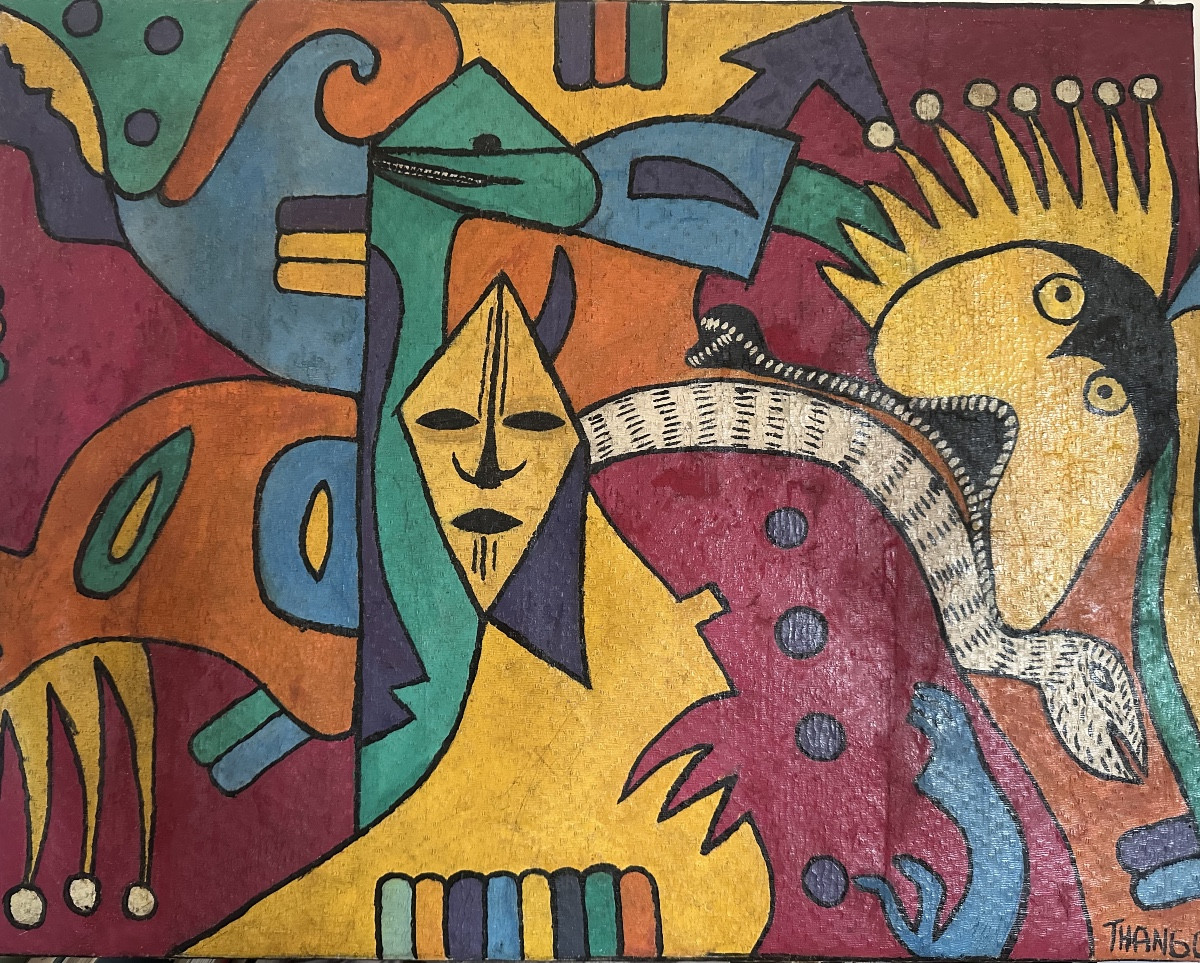 Huile sur toile du peintre congolais François Thango école Polo Polo-photo-3