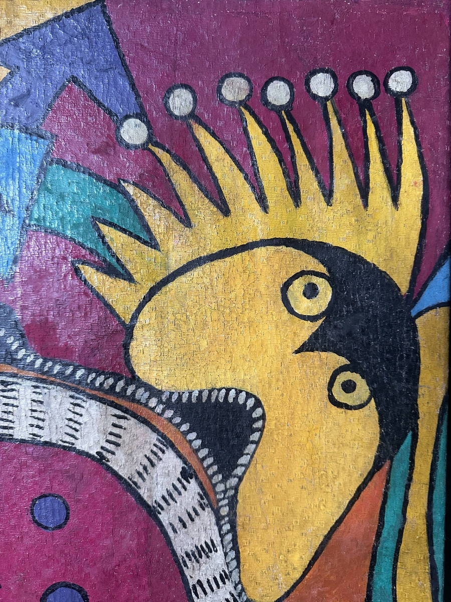 Huile sur toile du peintre congolais François Thango école Polo Polo-photo-2