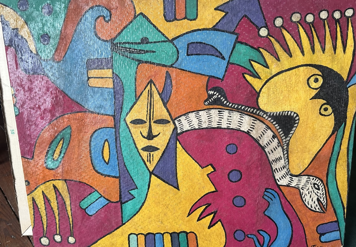 Huile sur toile du peintre congolais François Thango école Polo Polo