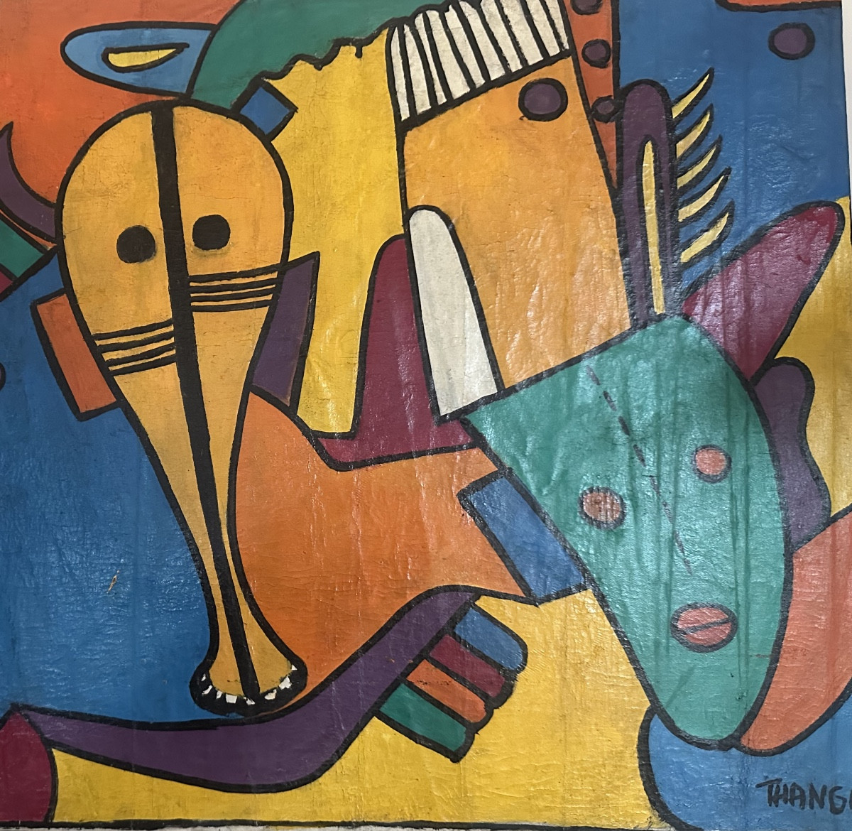Painting By Congolese Painter François Thango, Polo Polo School -photo-2