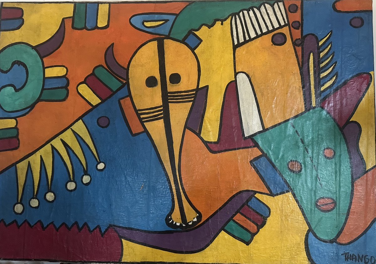 Painting By Congolese Painter François Thango, Polo Polo School 