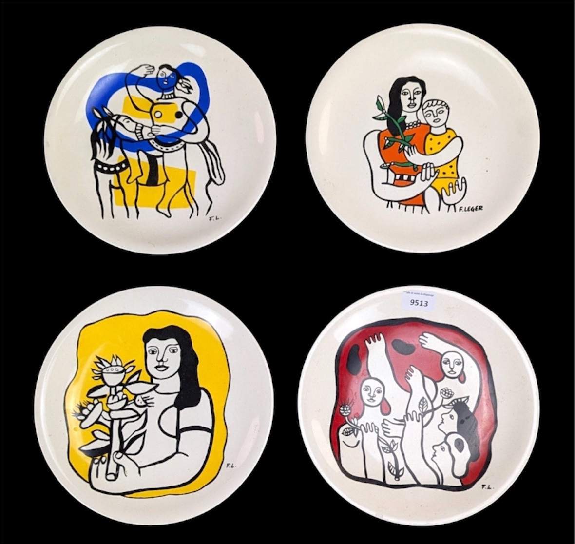 Série de 4 assiettes d’édition moderne de Fernand Léger.