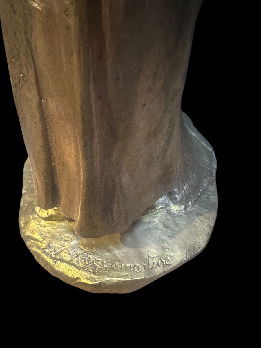 La mère et sa fille bronze doré -photo-1