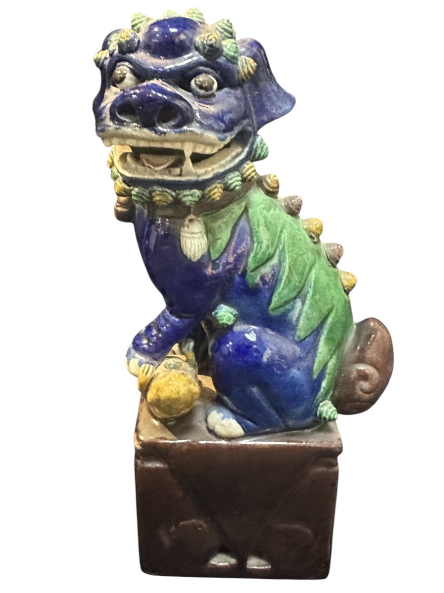 Paire de chien de Fô chine porcelaine Qing-photo-5