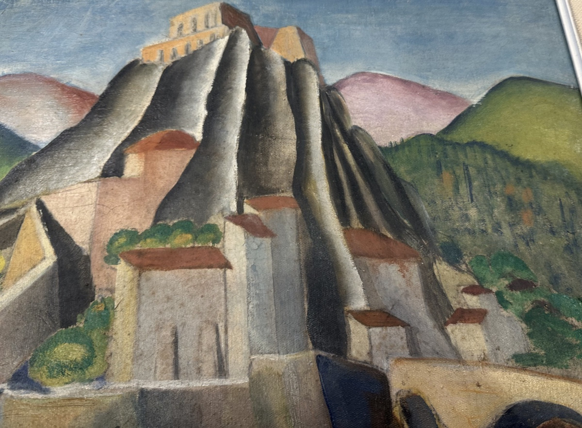 Paysage stylisée école polonaise circa 1930-photo-3