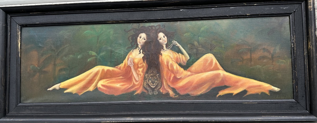 A Surreal Painting Of Two Women (rivals)