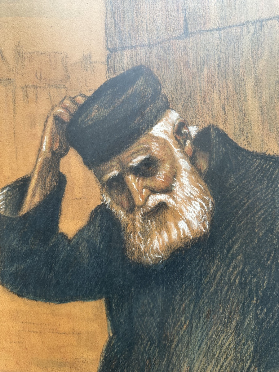 Le Rabin de Fernand Thomson fusain  judaica-photo-1