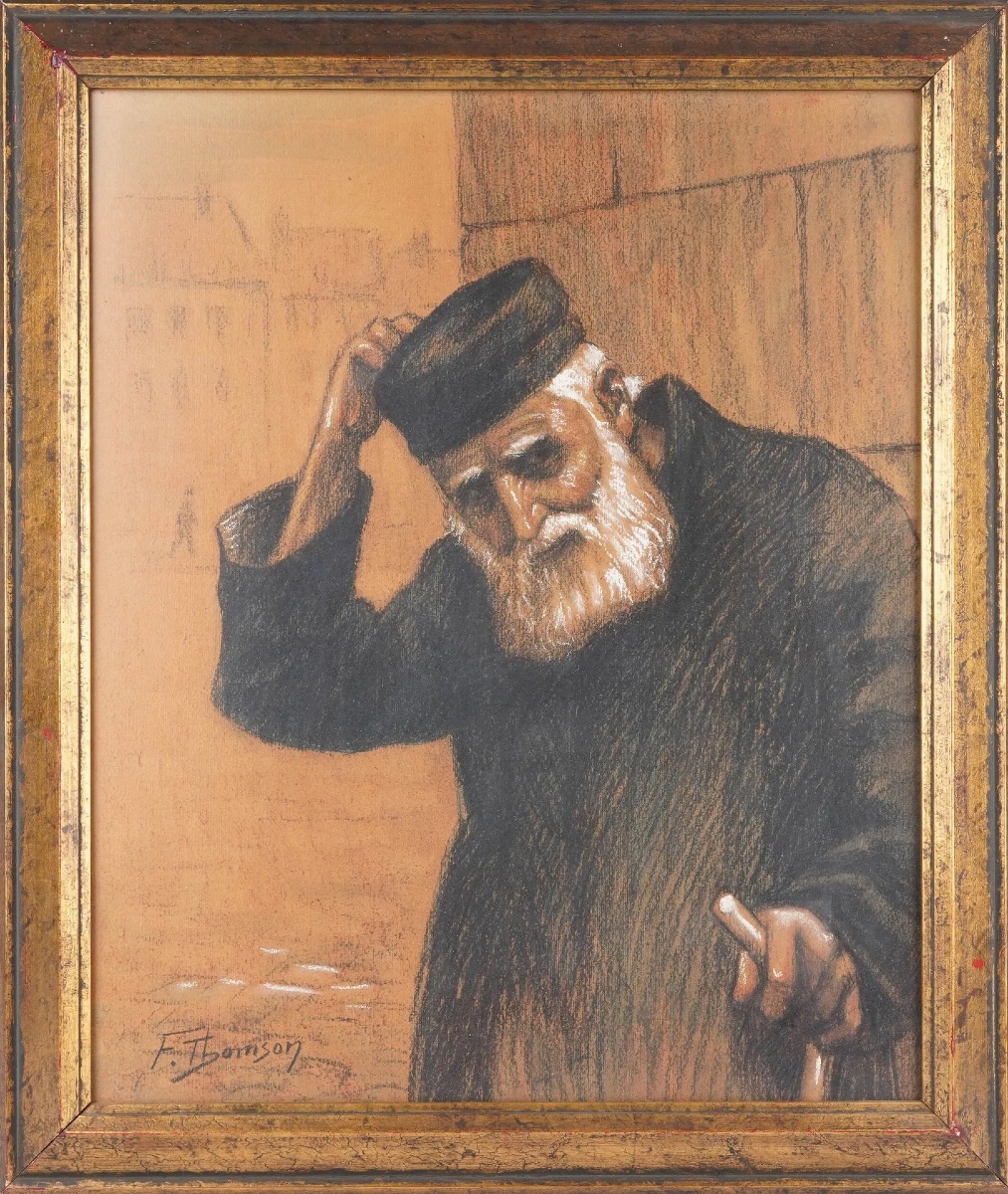 Le Rabin de Fernand Thomson fusain  judaica