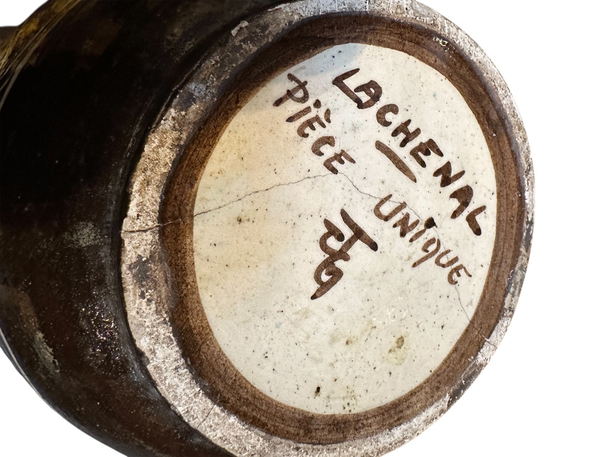 Vase unique du céramiste Jean -Jacques Lachenal période Art déco -photo-2