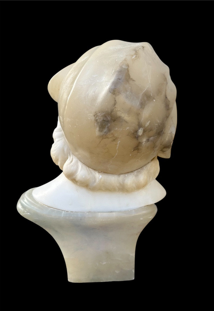 Buste en albâtre de Raphaëlo Scali art déco -photo-2