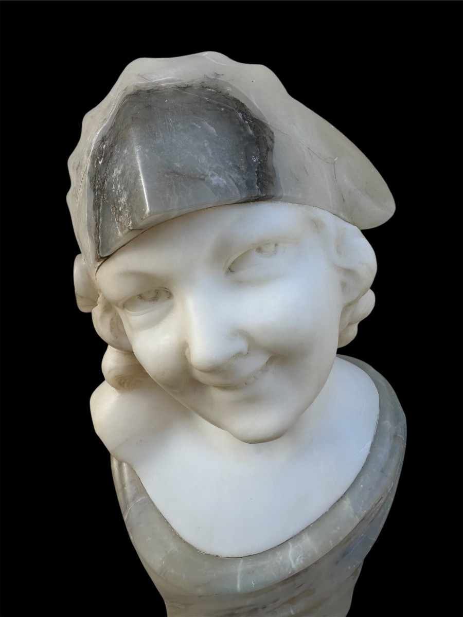 Buste en albâtre de Raphaëlo Scali art déco -photo-1