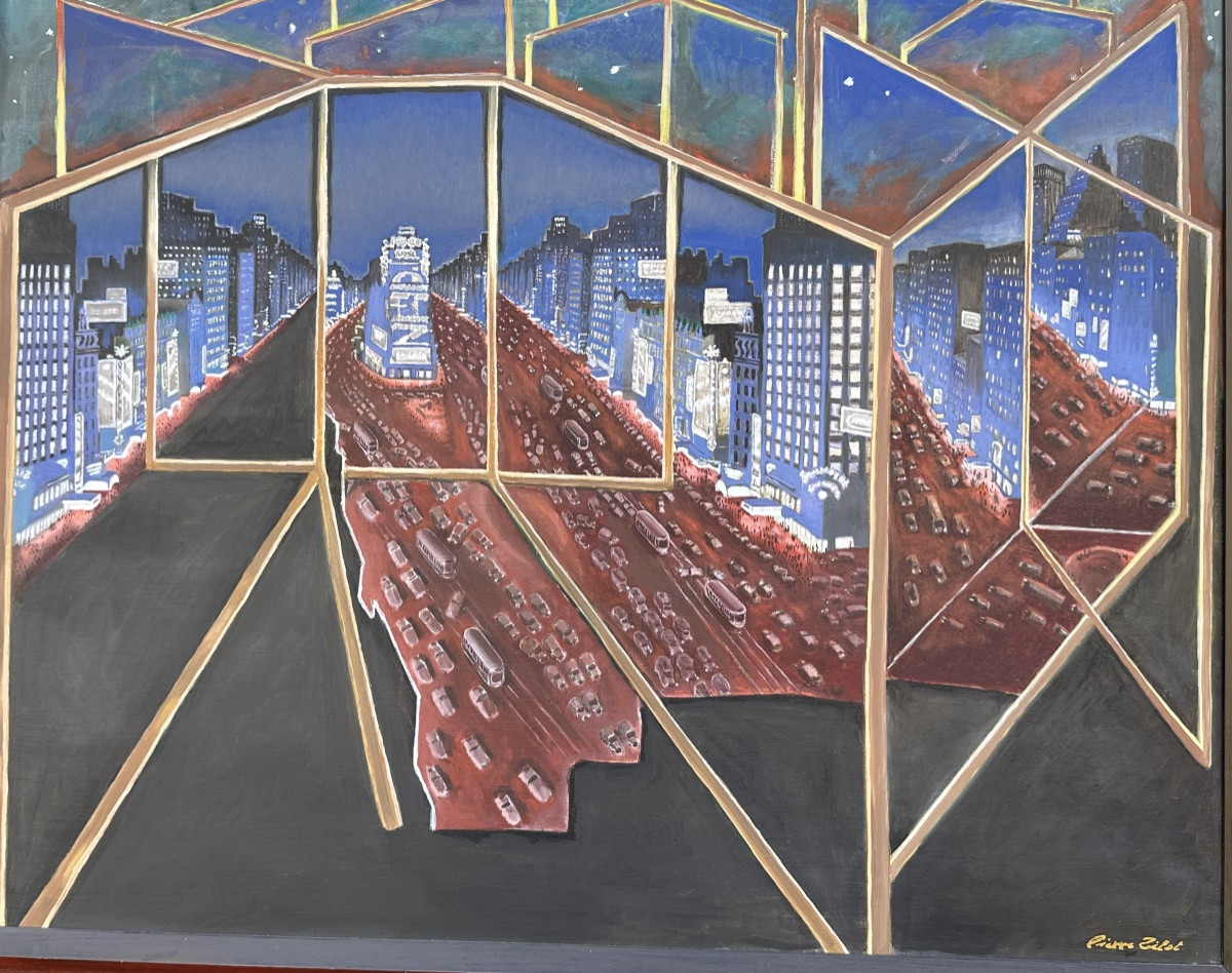 Times Square de Pierre Tilot école Belge surréaliste et humoristique -photo-3