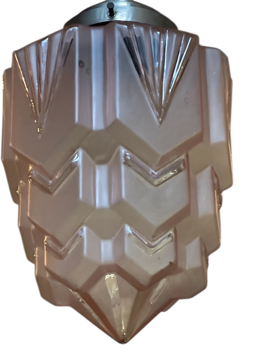 Lampe art Deco verre sablé.-photo-2