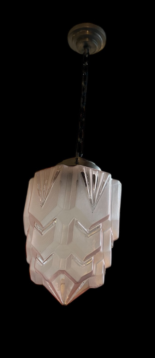 Lampe art Deco verre sablé.-photo-1