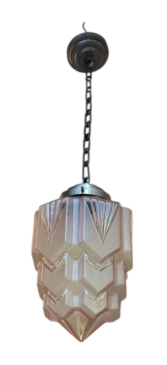Lampe art Deco verre sablé.