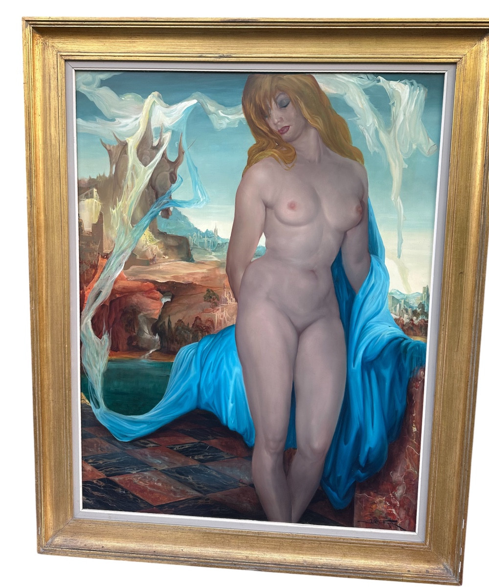 Jeune femme dans un paysage imaginaire 