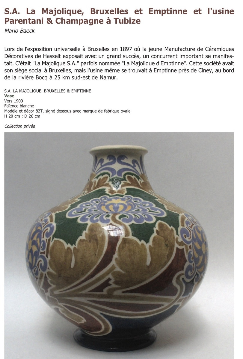 Art Nouveau Vase From Brussels Majolica-photo-4