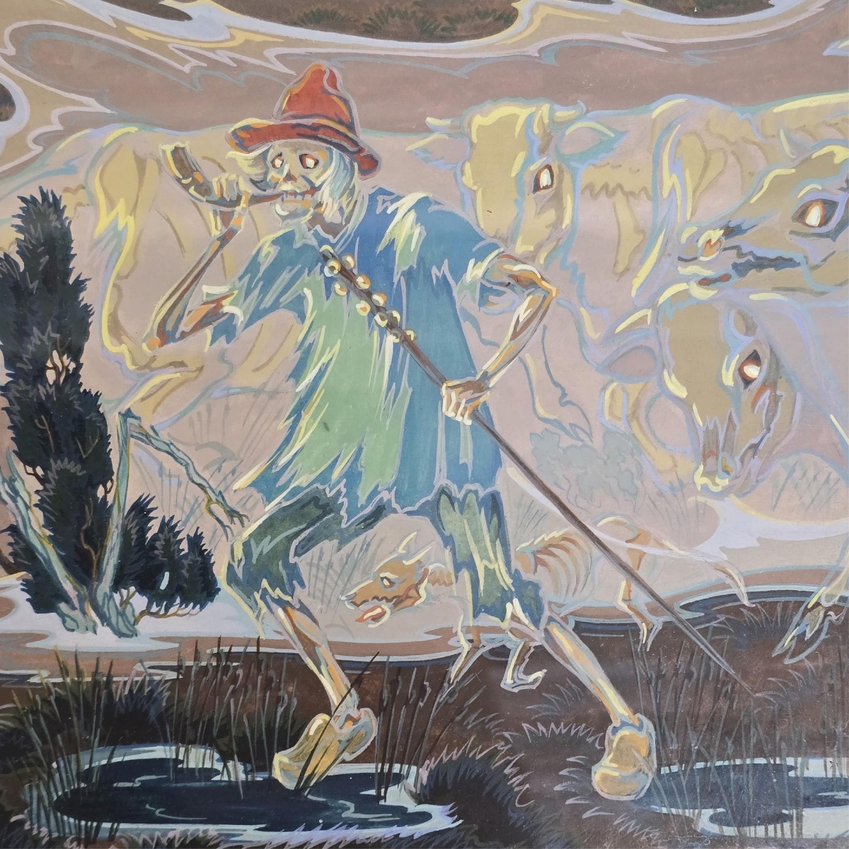Watercolor The Skeletonized Shepherd Dimitri Dolgoff Russian School-photo-1