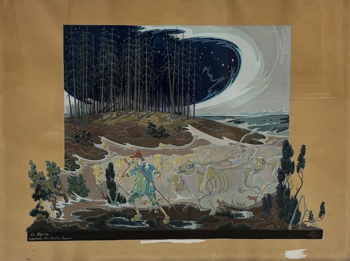 Watercolor The Skeletonized Shepherd Dimitri Dolgoff Russian School