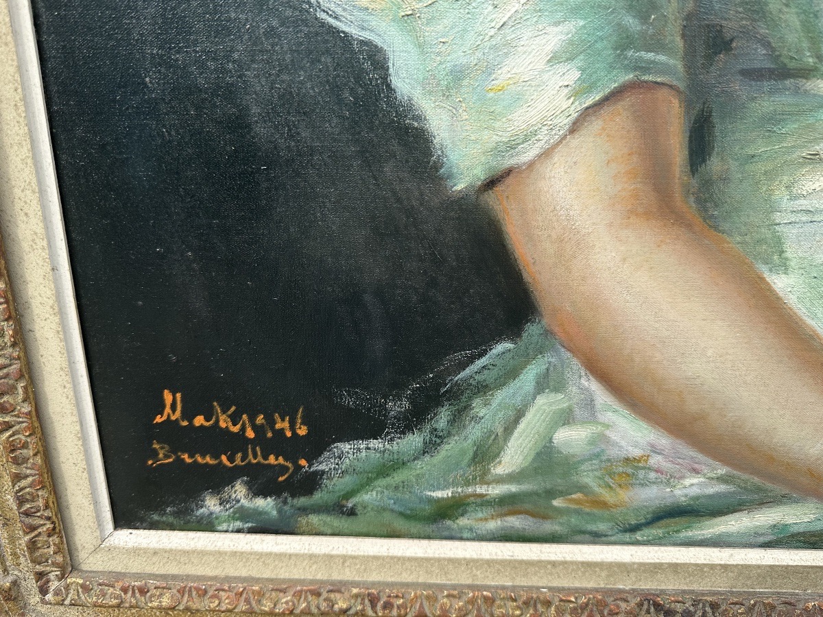 Portrait de femme du peintre russe Paul Mak circa 1946-photo-2
