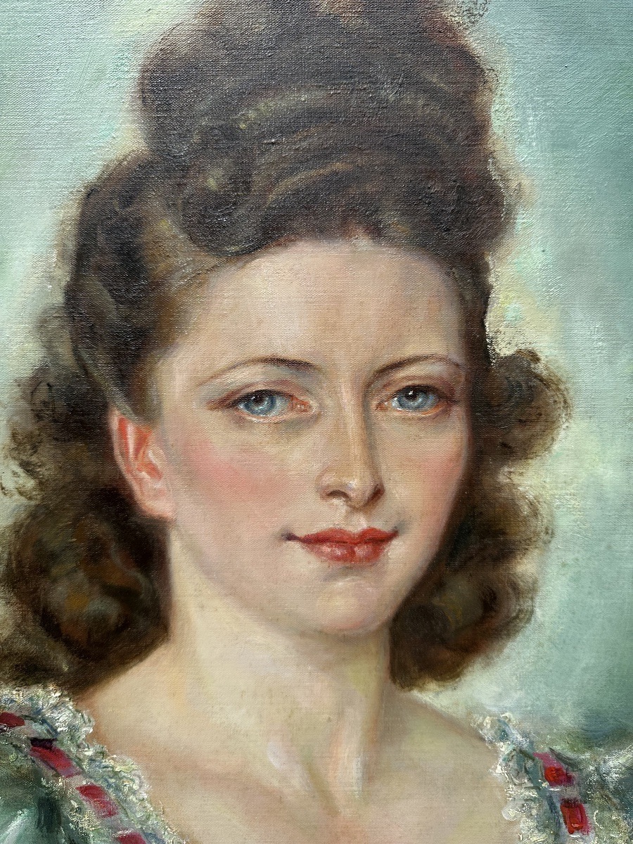 Portrait de femme du peintre russe Paul Mak circa 1946-photo-3