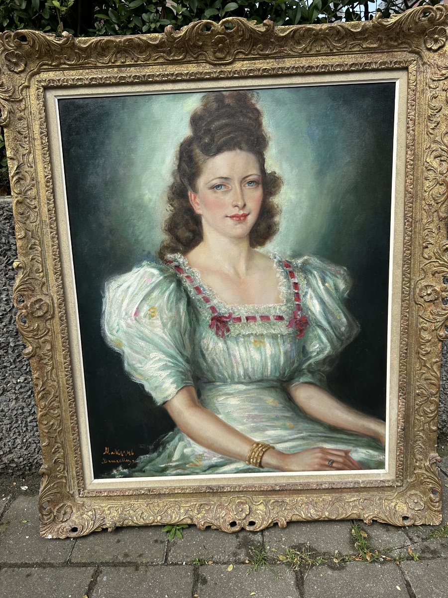 Portrait de femme du peintre russe Paul Mak circa 1946-photo-2
