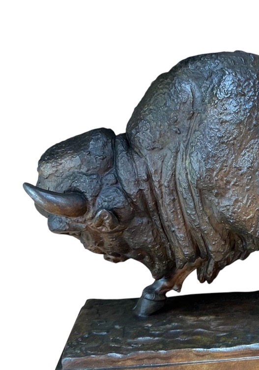 Bronze Bison en marche Raymond de Meester sculpture d’atelier -photo-2