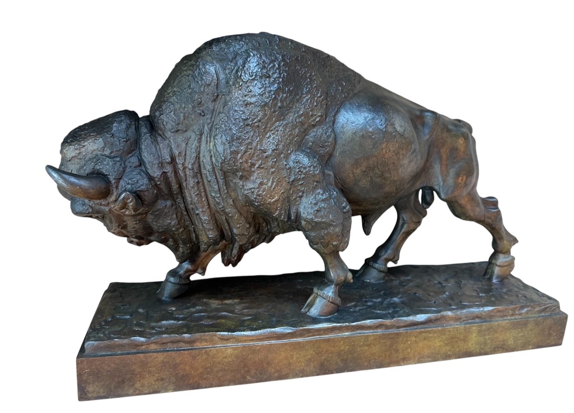 Bronze Bison en marche Raymond de Meester sculpture d’atelier -photo-3