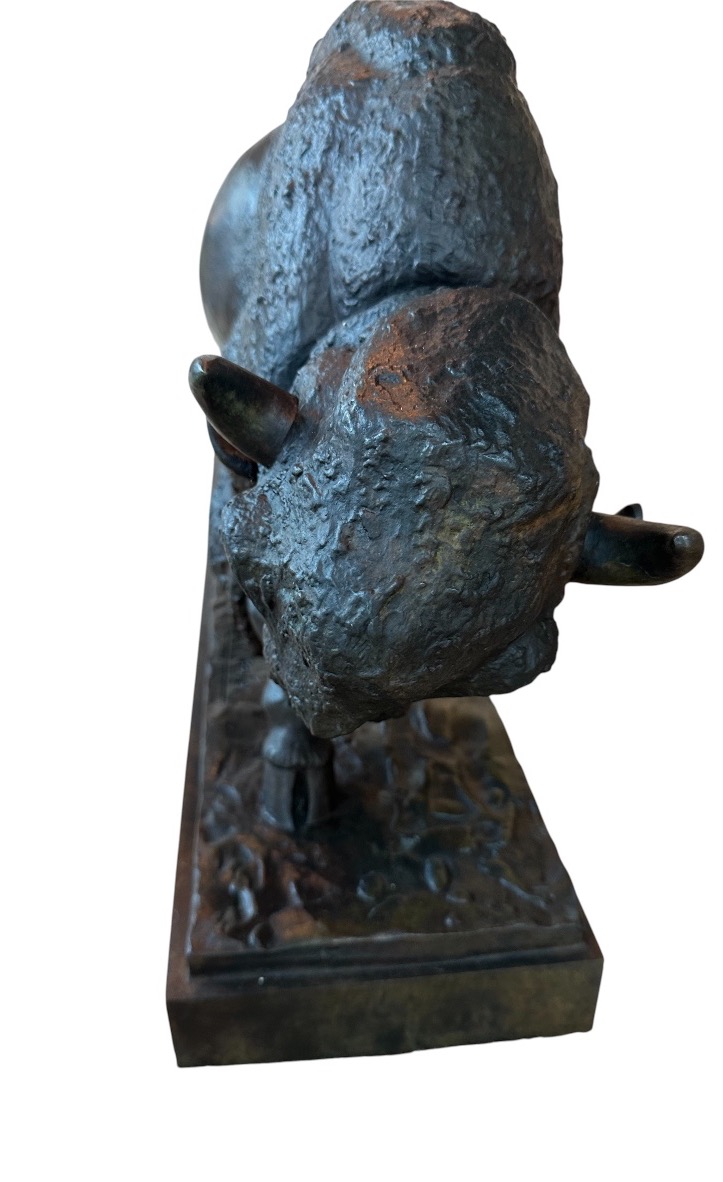 Bronze Bison en marche Raymond de Meester sculpture d’atelier -photo-4