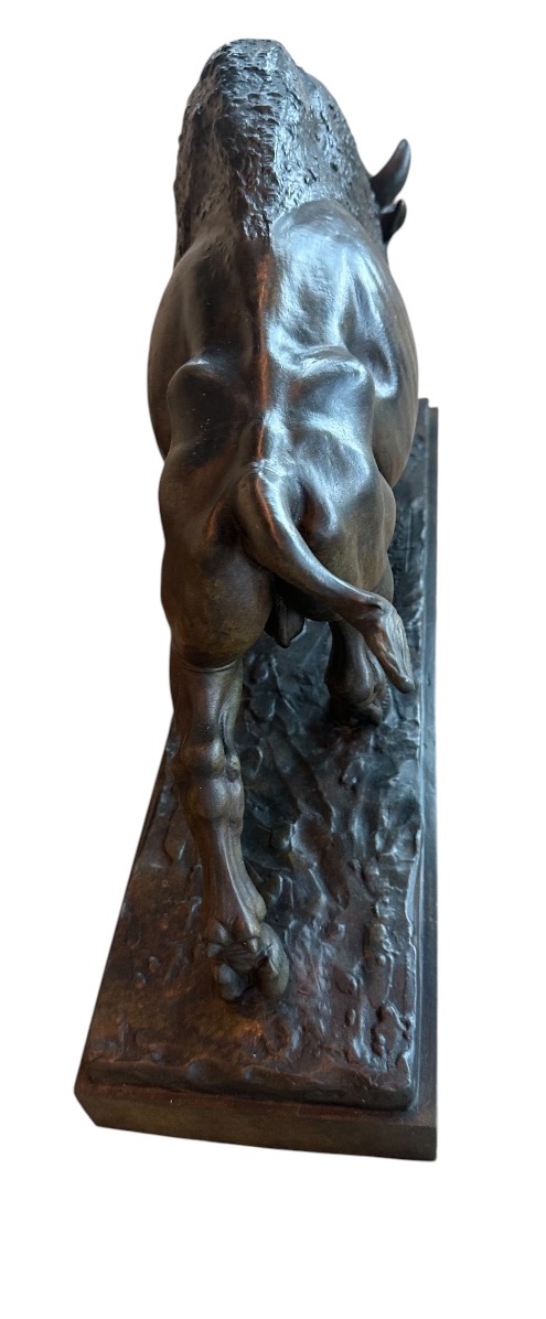 Bronze Bison en marche Raymond de Meester sculpture d’atelier -photo-7