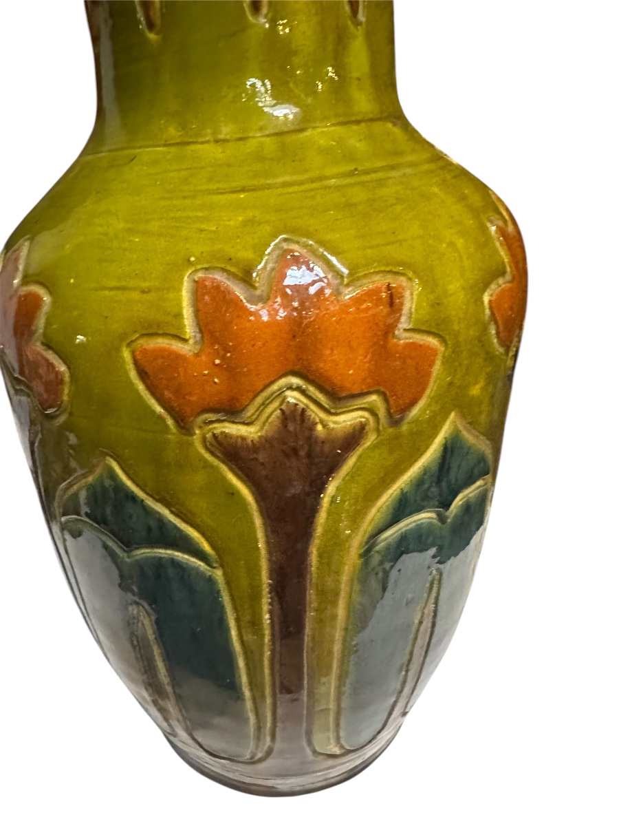 Flemish Earthenware Vase From The Art Deco Period-photo-2