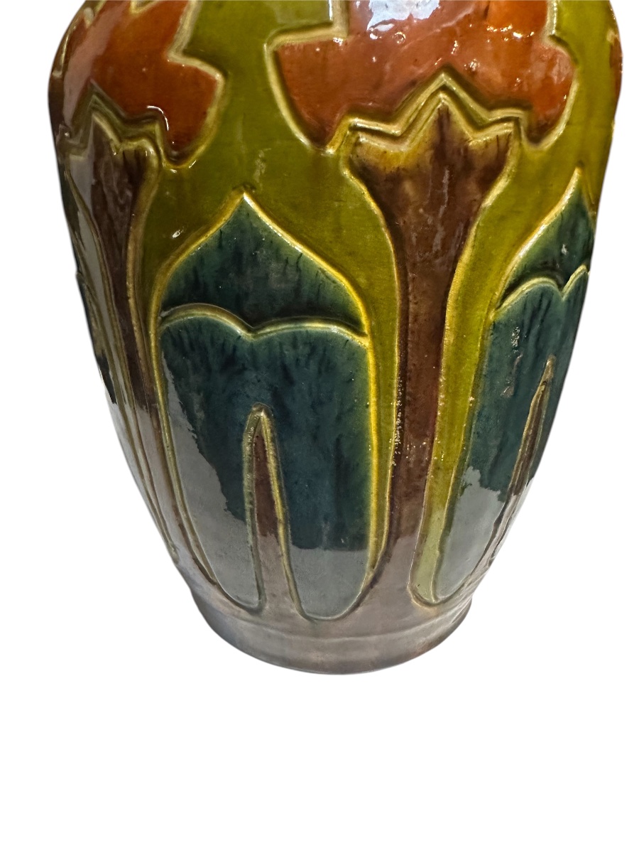 Flemish Earthenware Vase From The Art Deco Period-photo-3