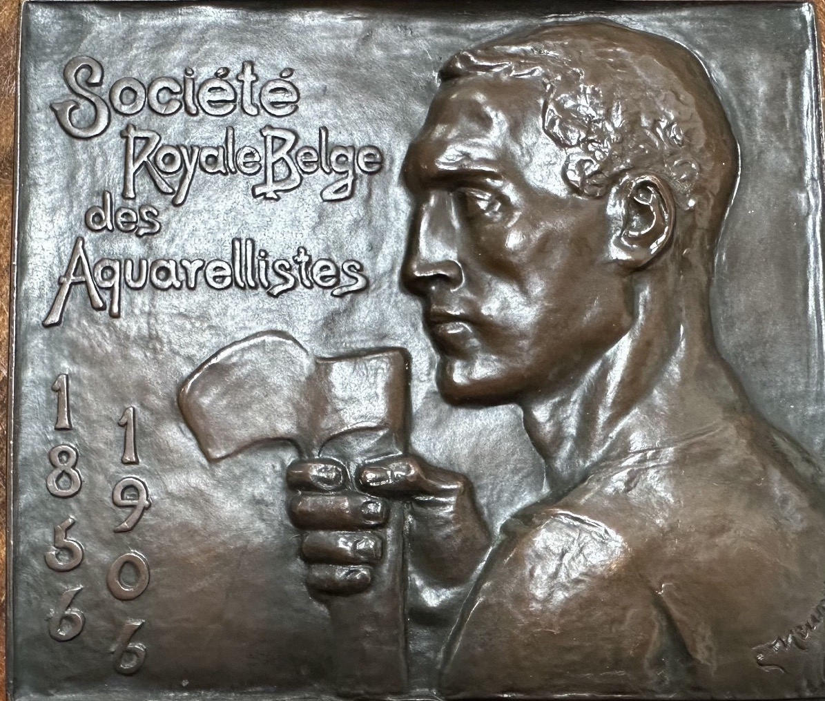 Medal From The Royal Belgian Society Of Watercolorists, Signed By Constantin Meunier 