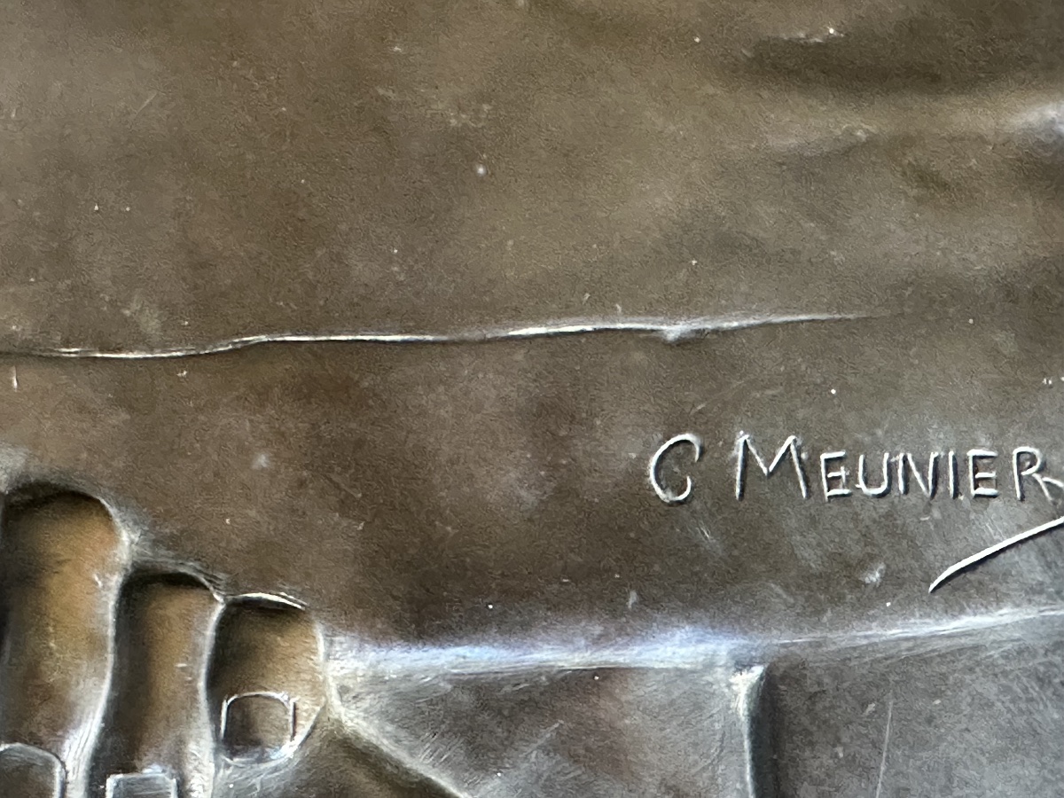 Plaque en bronze le mineur  de Constantin Meunier -photo-2