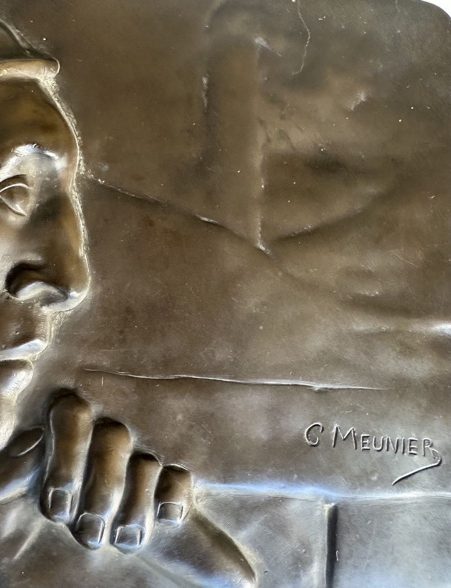 Plaque en bronze le mineur  de Constantin Meunier -photo-1