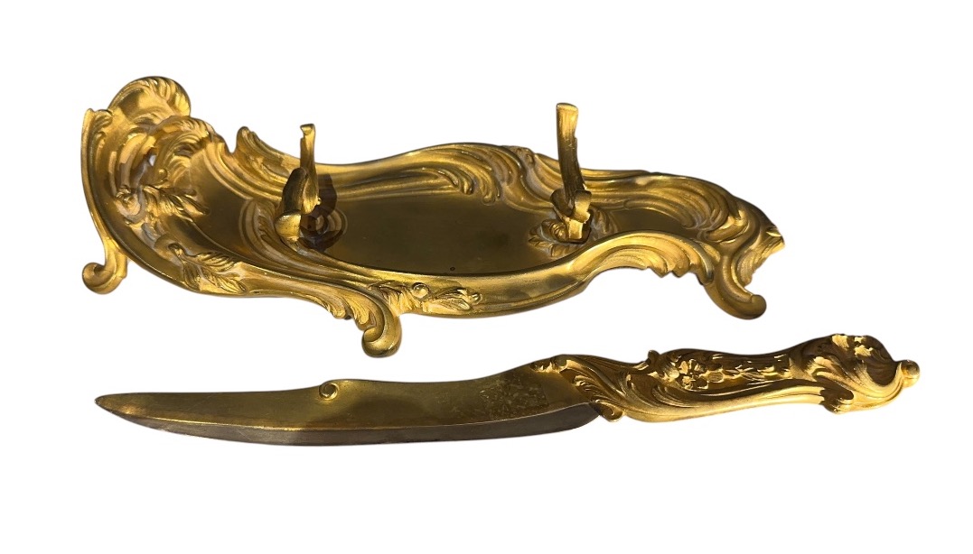 Napoleon III Paper Cutter And Its Bronze Display Stand 