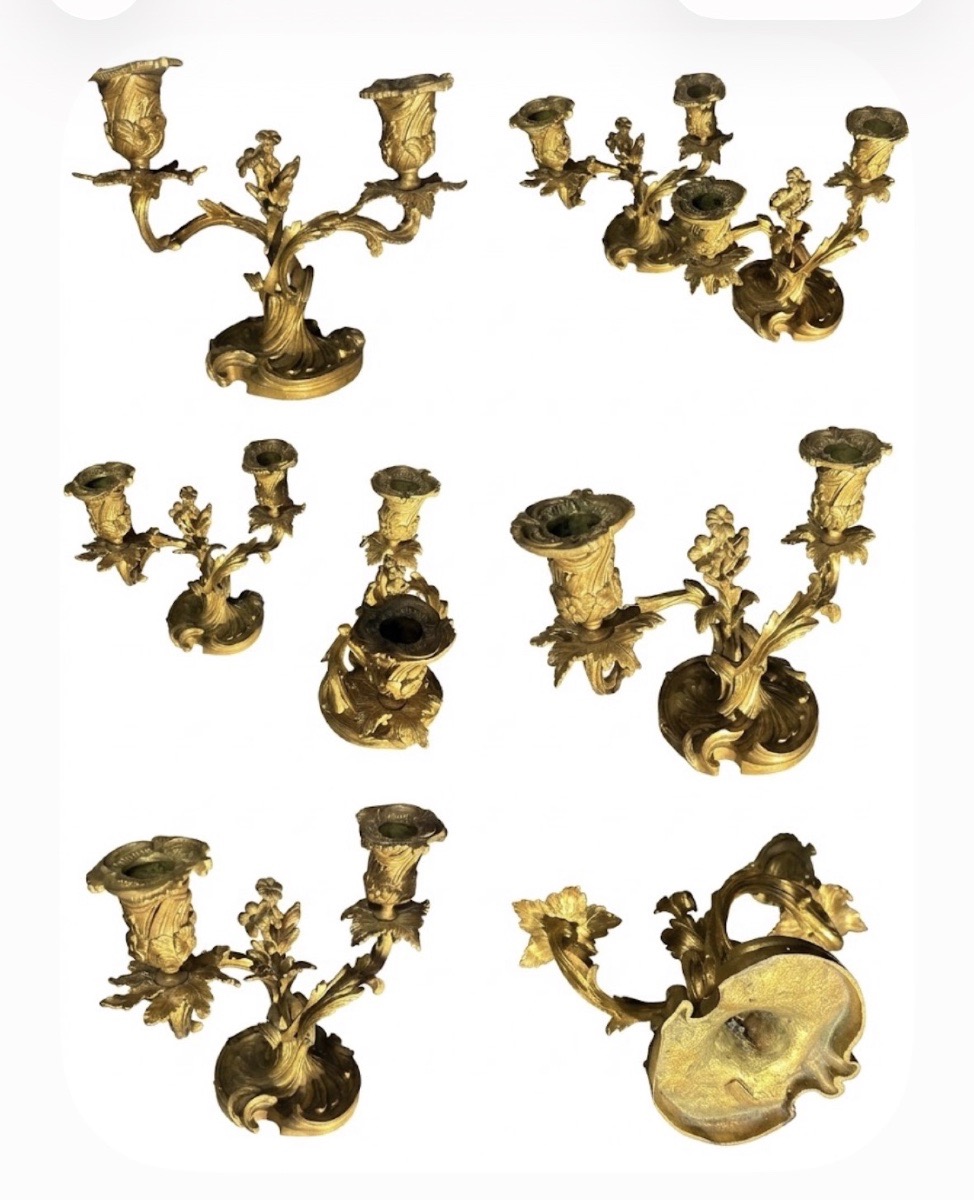 Paire de petits bougeoirs Napoléon III-photo-2
