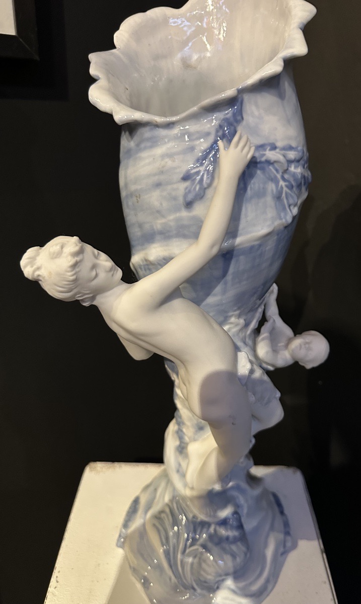Art Nouveau Vase Made Of Glazed Porcelain -photo-5