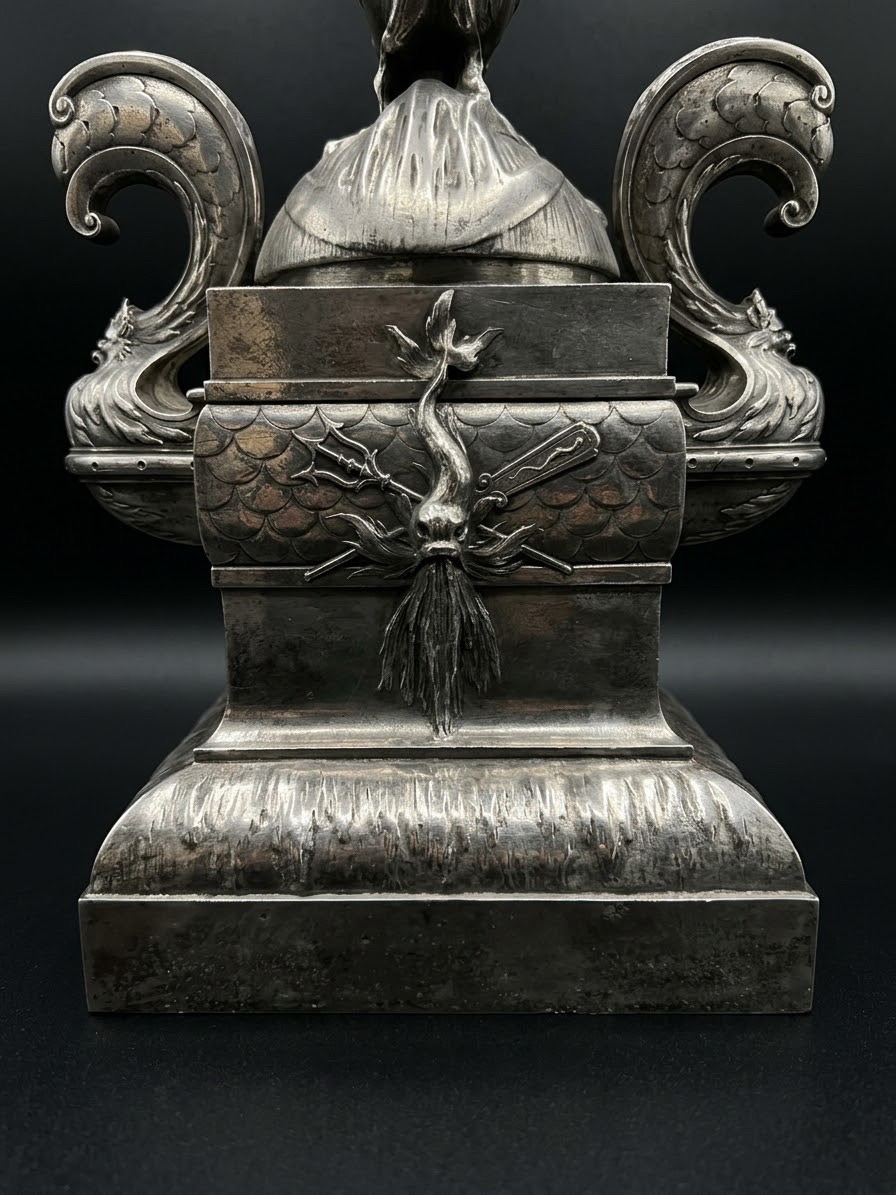 Large Bronze Vase With Aquatic Motifs By Henry Fugère-photo-3