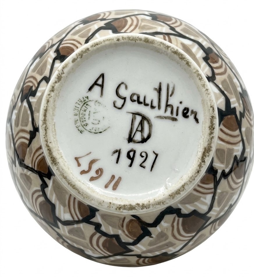 Vase Porcelaine de Limoges À Gauthier Atelier d’art 1927 Art Deco-photo-4