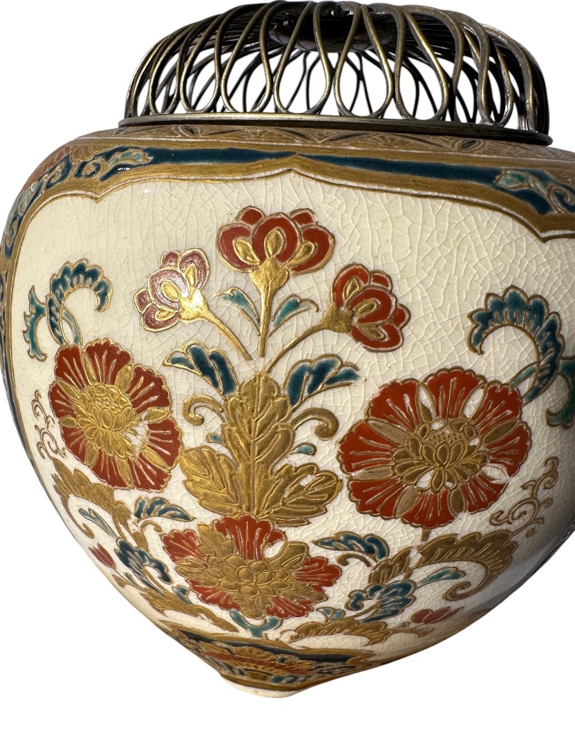 Satsuma Ceramic Cricket Cage, Meiji Period.-photo-5